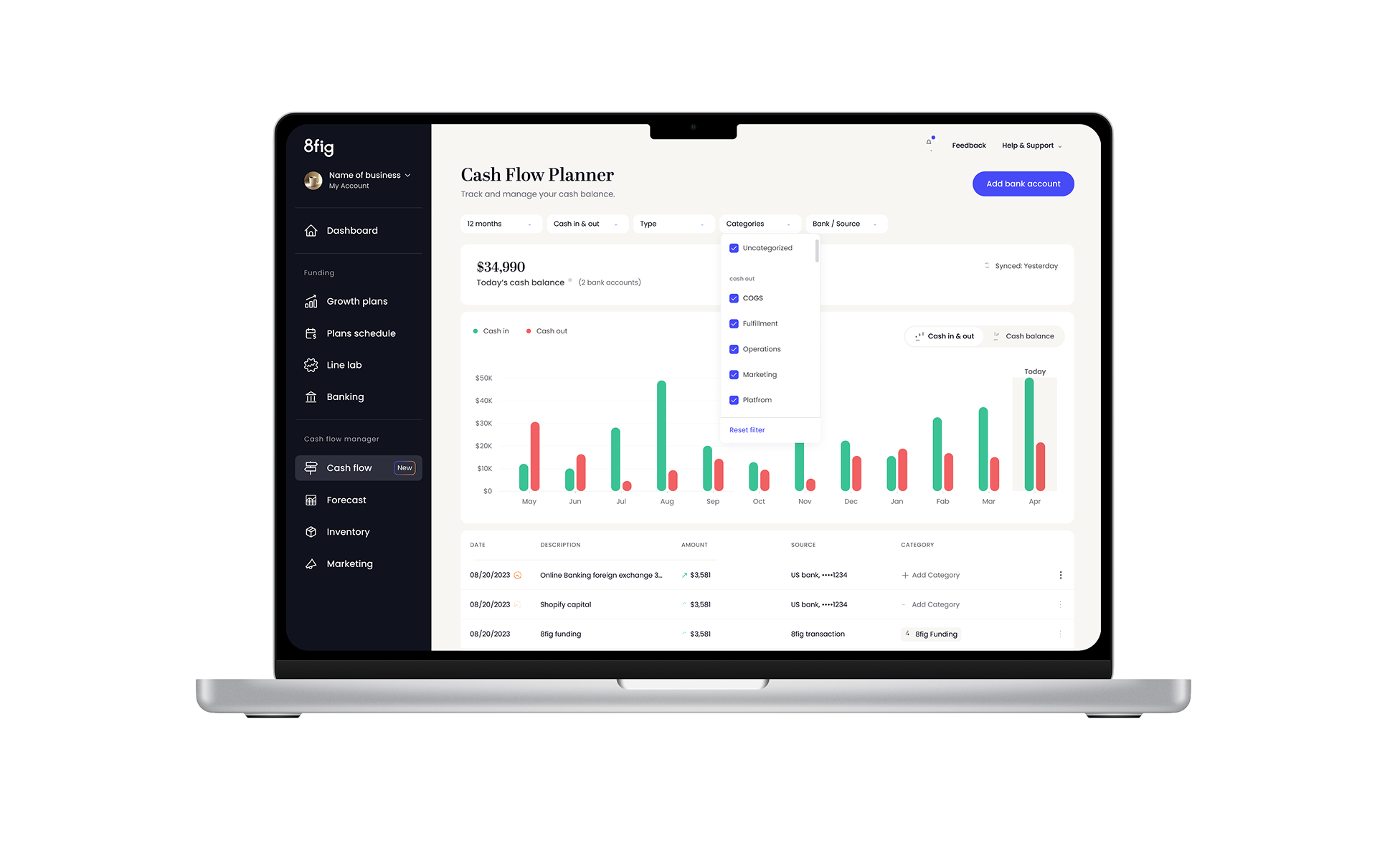 Cash Flow Planner on laptop