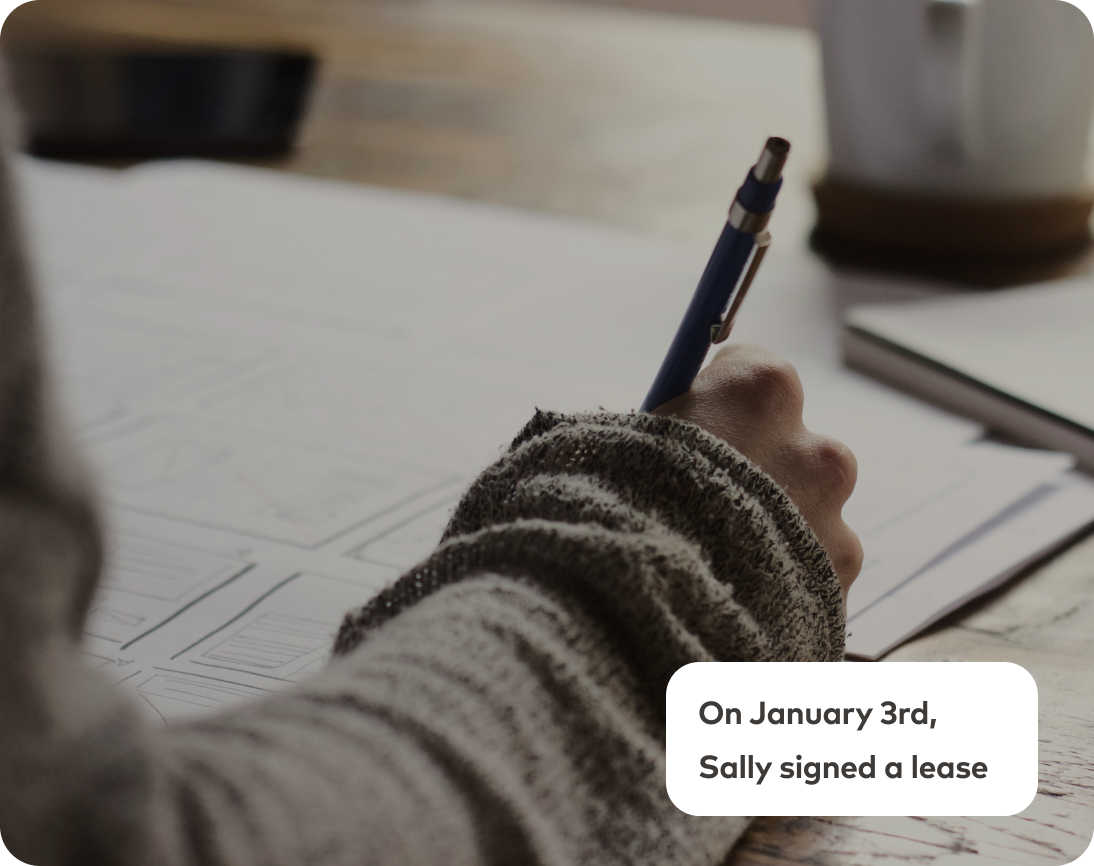 On January 3rd, Sally signed a lease